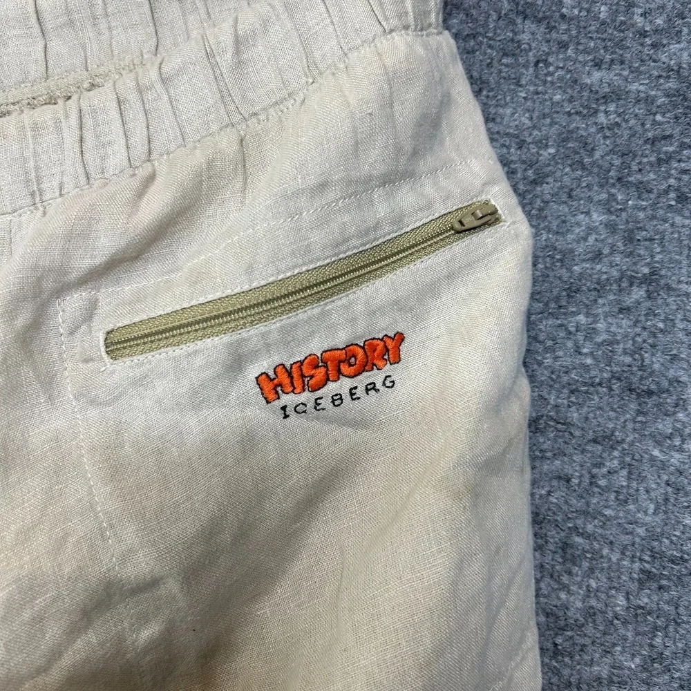 Vintage Iceberg History Taz Linen Blend Pants Men's Drawstring Trousers -‎ 37x35
